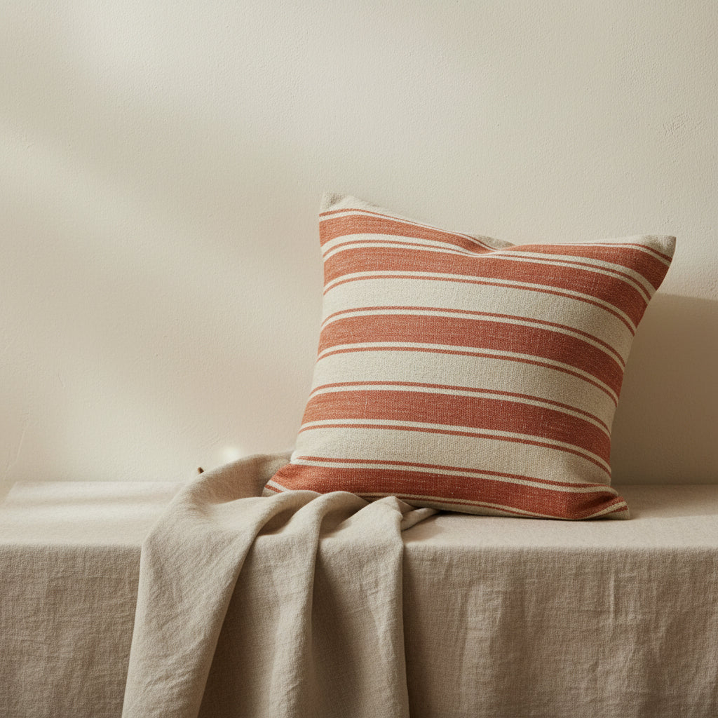 Cuscino Onda — lino a righe tessute, Kaya Deco